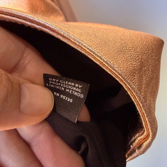 Neiman Marcus Rose Gold Metallic Leather Moto Jacket – Size M - Picture 10 of 11